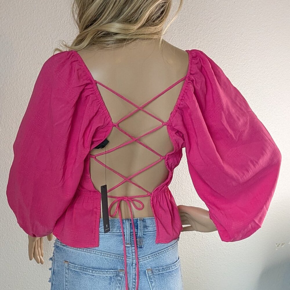 Lulus Peasant Top Pink Small - Picture 3 of 13